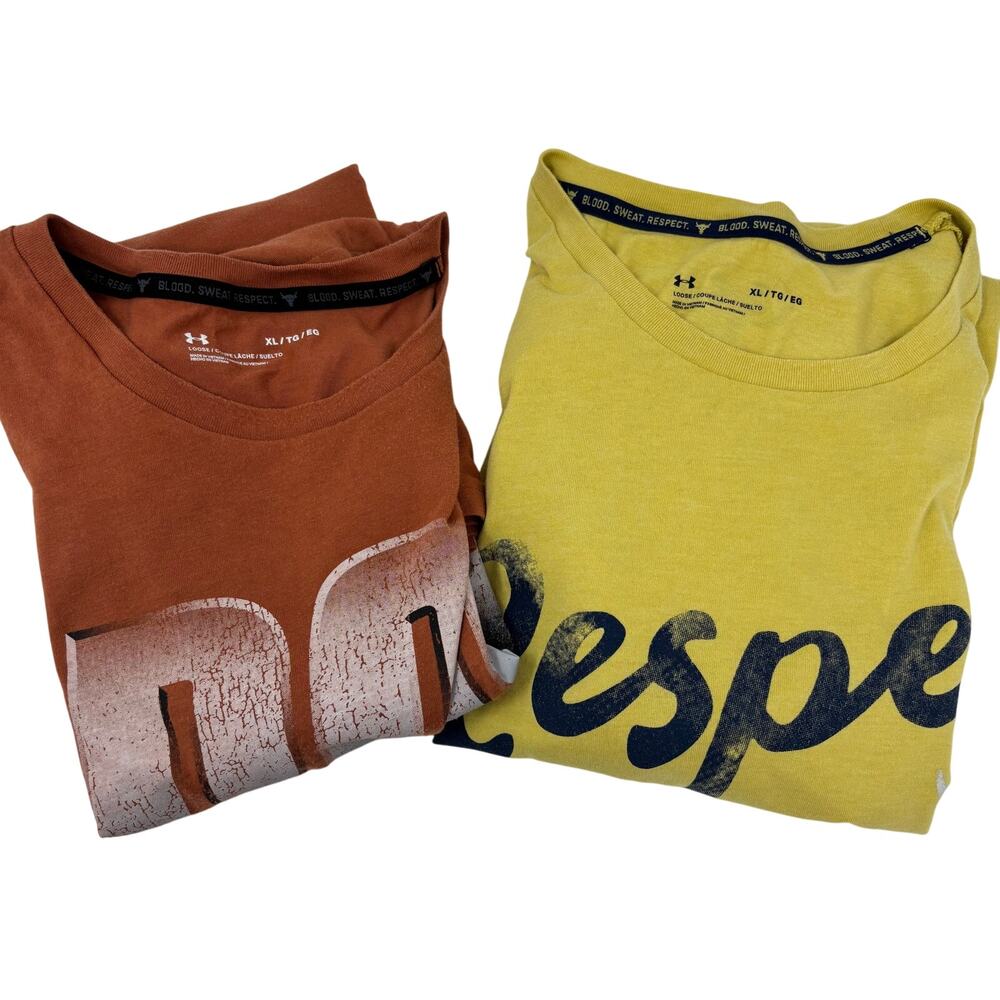 Bundle of 2 Under Armour Project Rock‎ Crewneck Gym T-Shirts